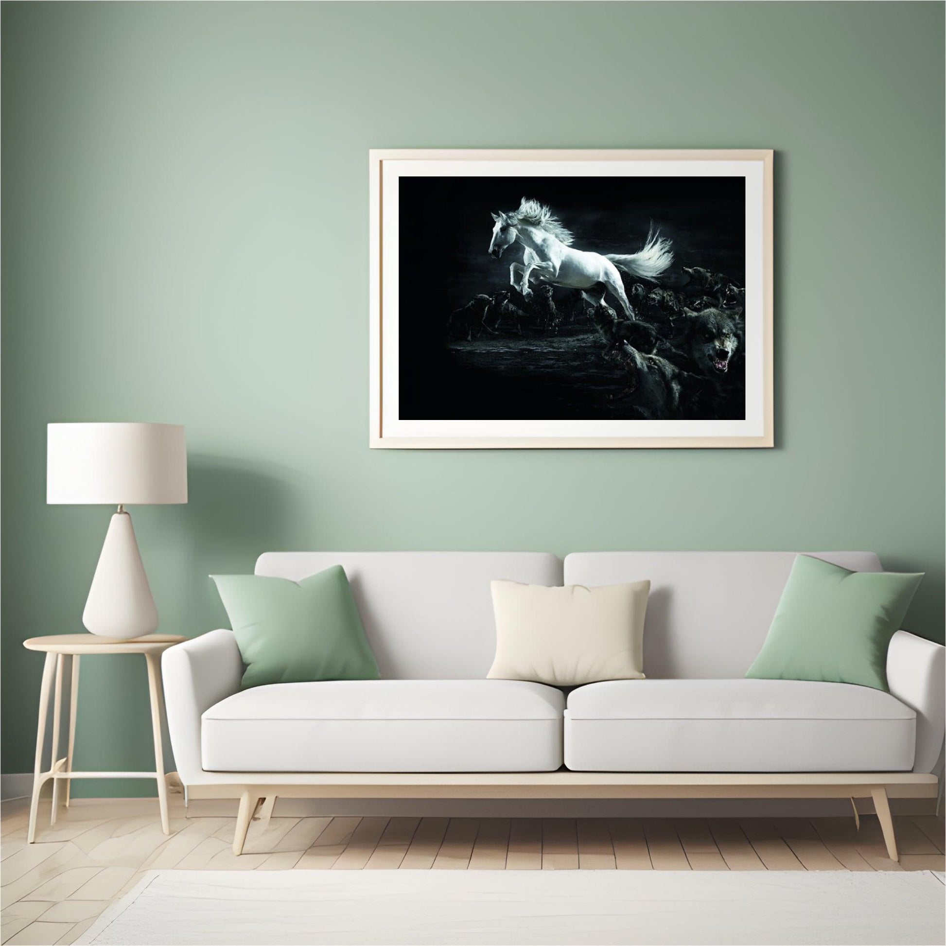 Diamantmaleri Hvid Hest og Ulve - SEOS Shop ®