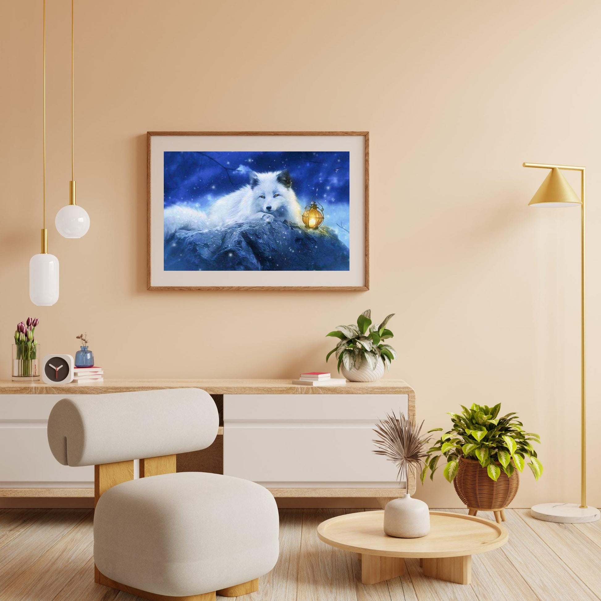 Diamantmaleri Hvid Ræv med Lampe – SEOS Shop ®