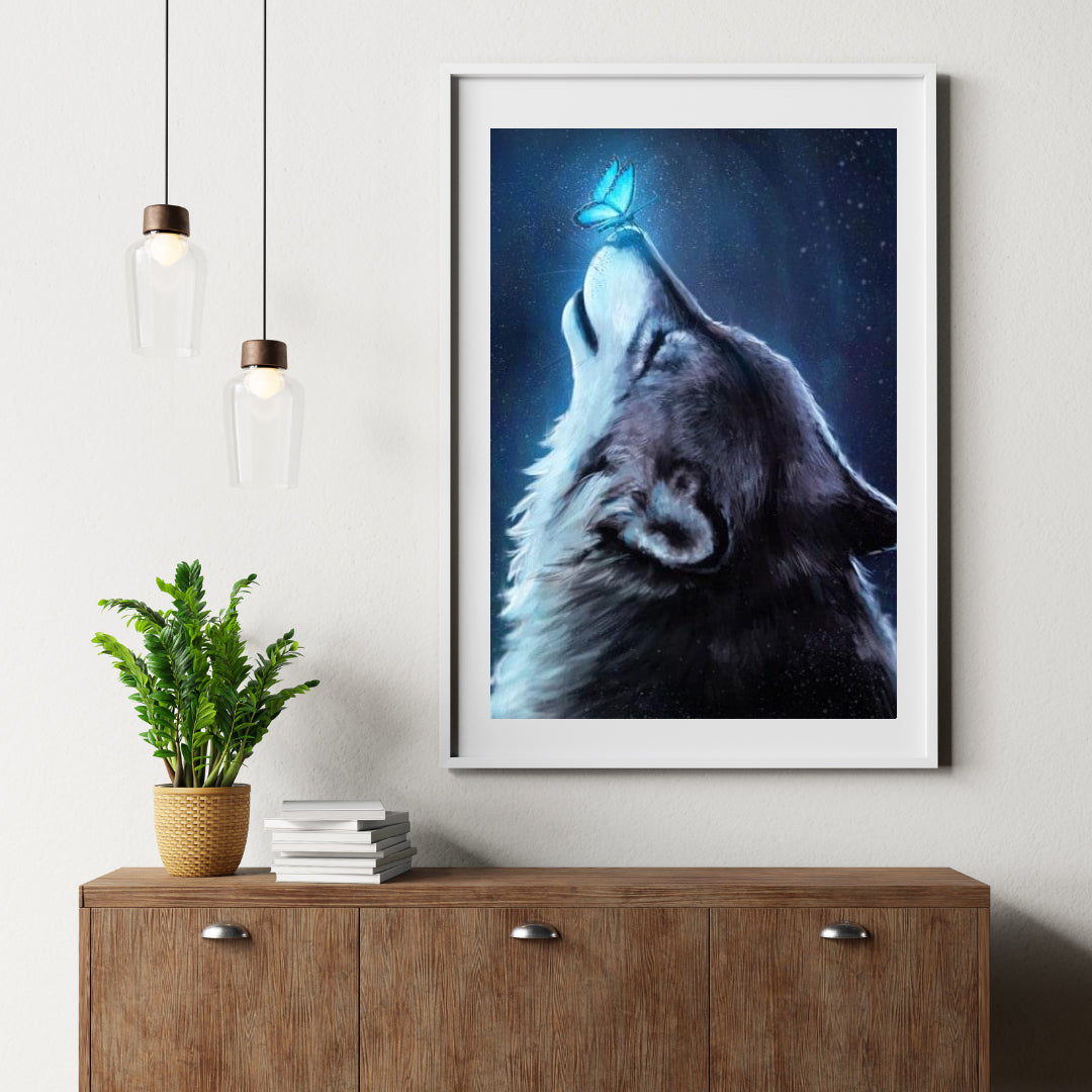 Diamantmaleri Ulv med Sommerfugl - SEOS Shop ®