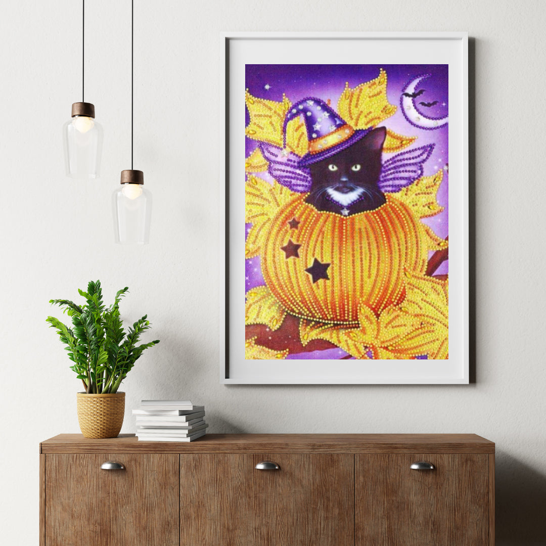 Diamantmaleri Sort Kat i Græskar - SEOS Shop ®