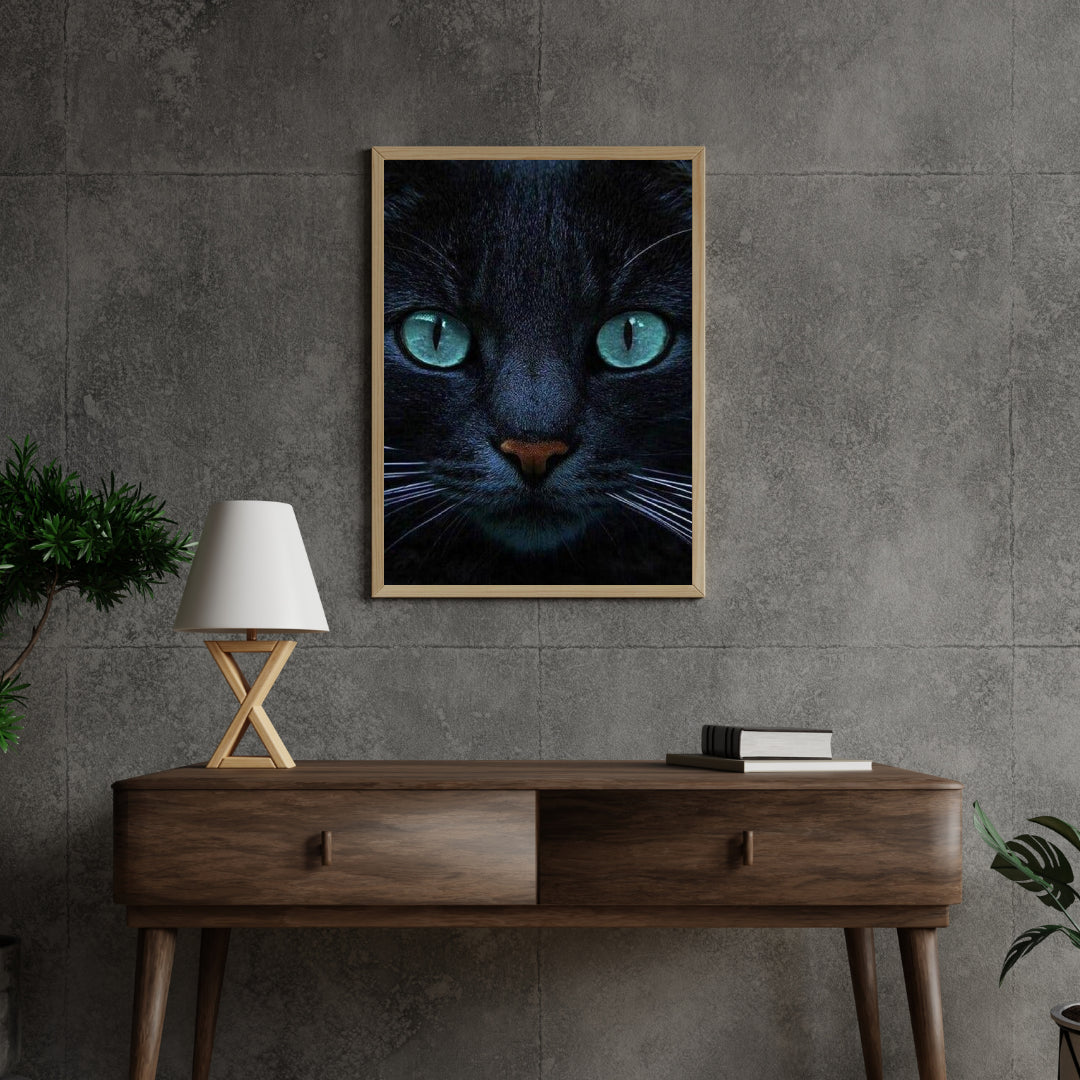 Diamantmaleri Sort kat og blå øjne - SEOS Shop ®