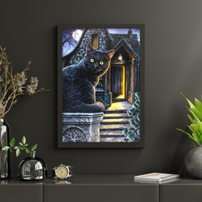 Diamantmaling Sort Kat med Grønne Øjne - SEOS Shop ®