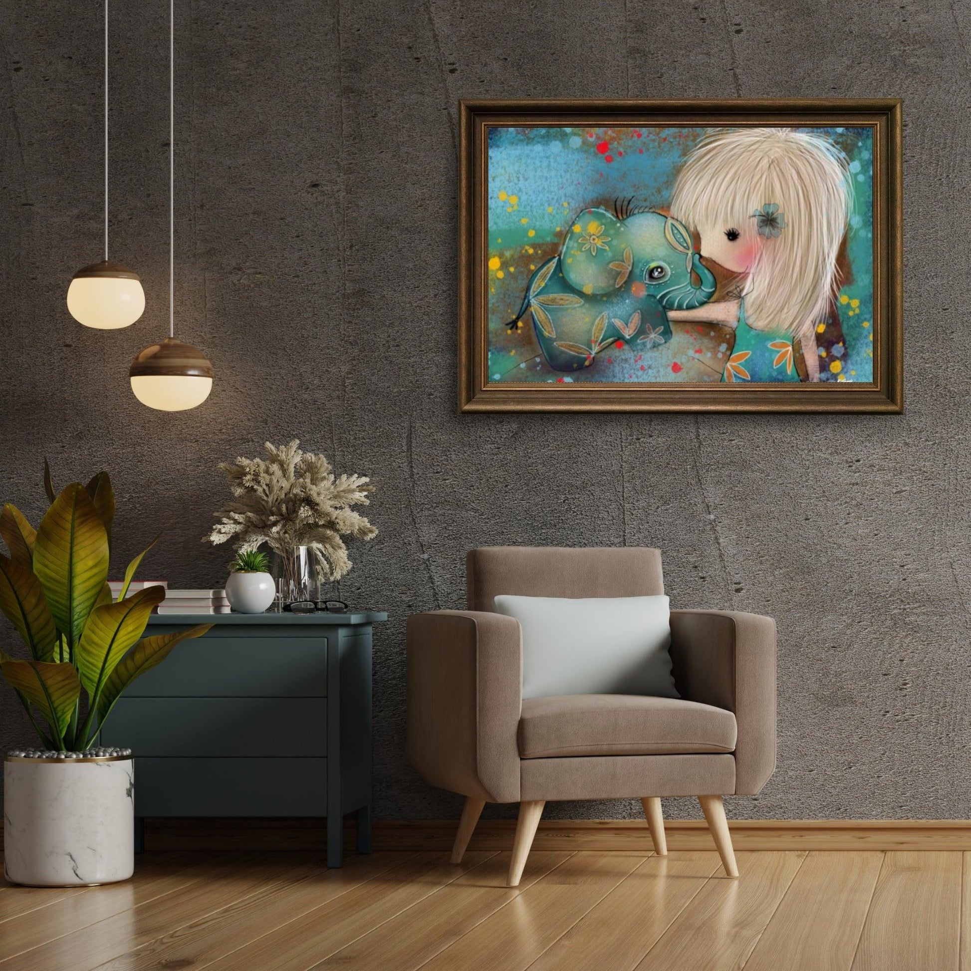 Diamantmaleri Elefant med pige - SEOS Shop®