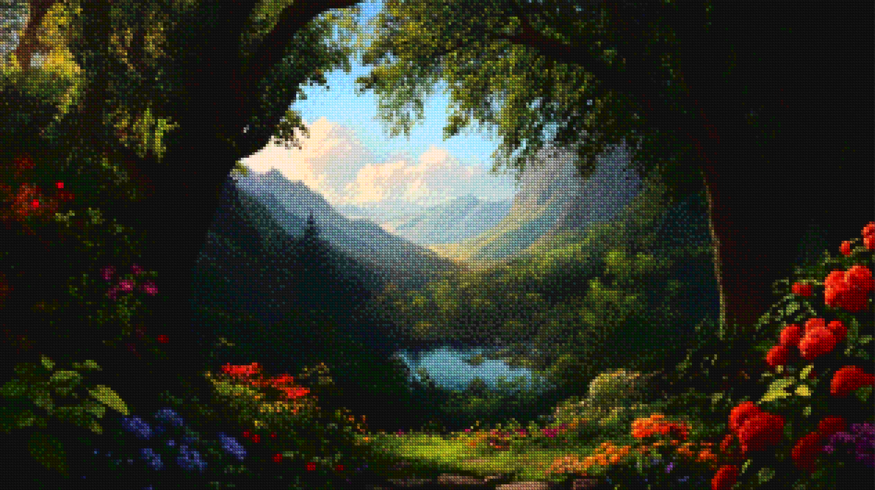 Diamantmaleri - Fortryllet blomsterskov