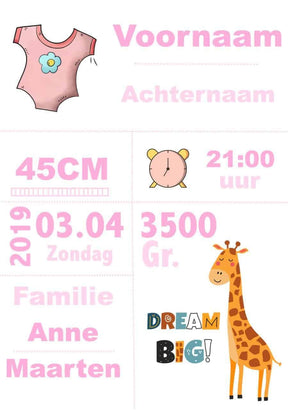 Diamantmaleri foto - Fødselstegn Hvid/Pink/Sort (m)