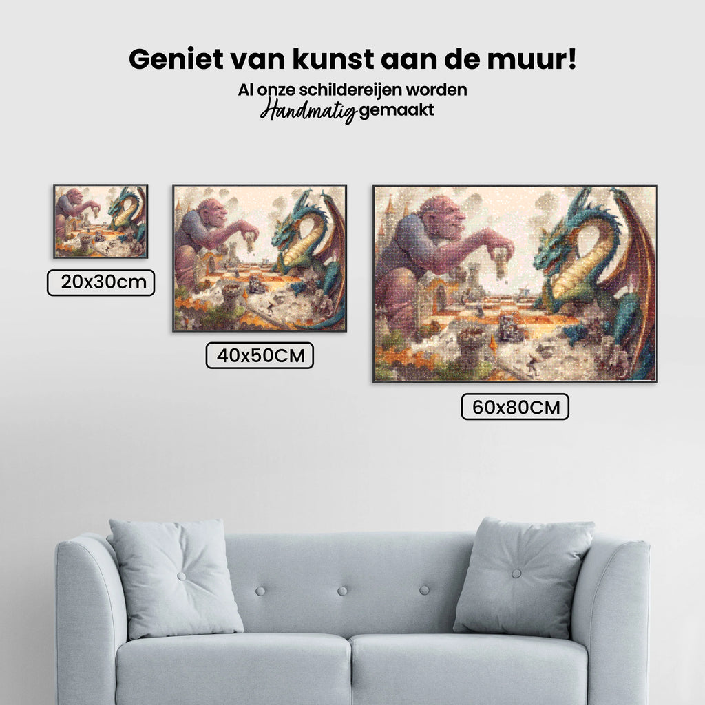 Diamantmaleri - Kæmpe og drage skak - SEOS Shop ®