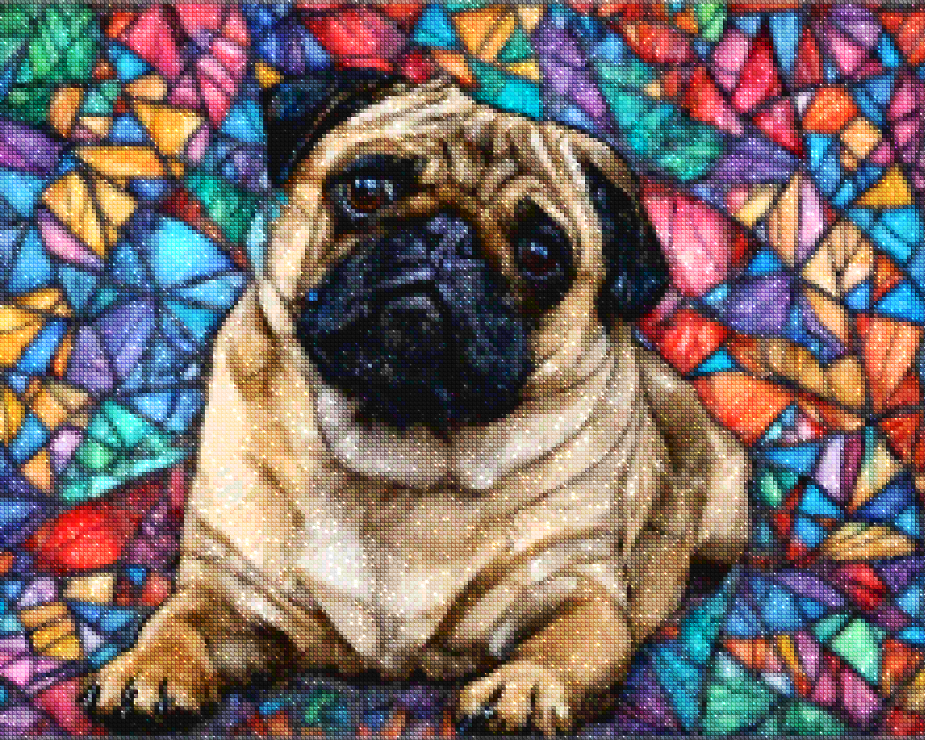 Diamantmaleri - Mops i farvet glas - SEOS Shop ®