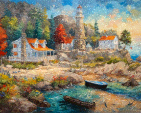 Diamantmaleri - Hus på en strand - SEOS Shop ®