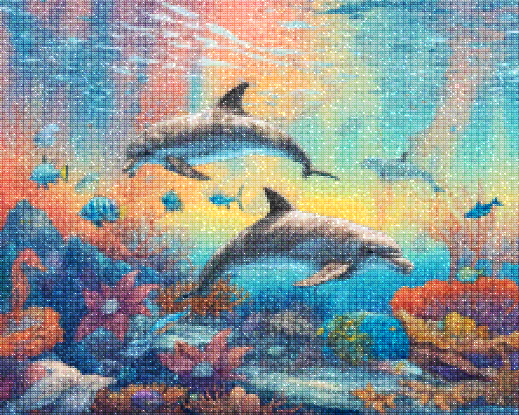 Diamantmaleri - Regnbue-delfiner - SEOS Shop ®