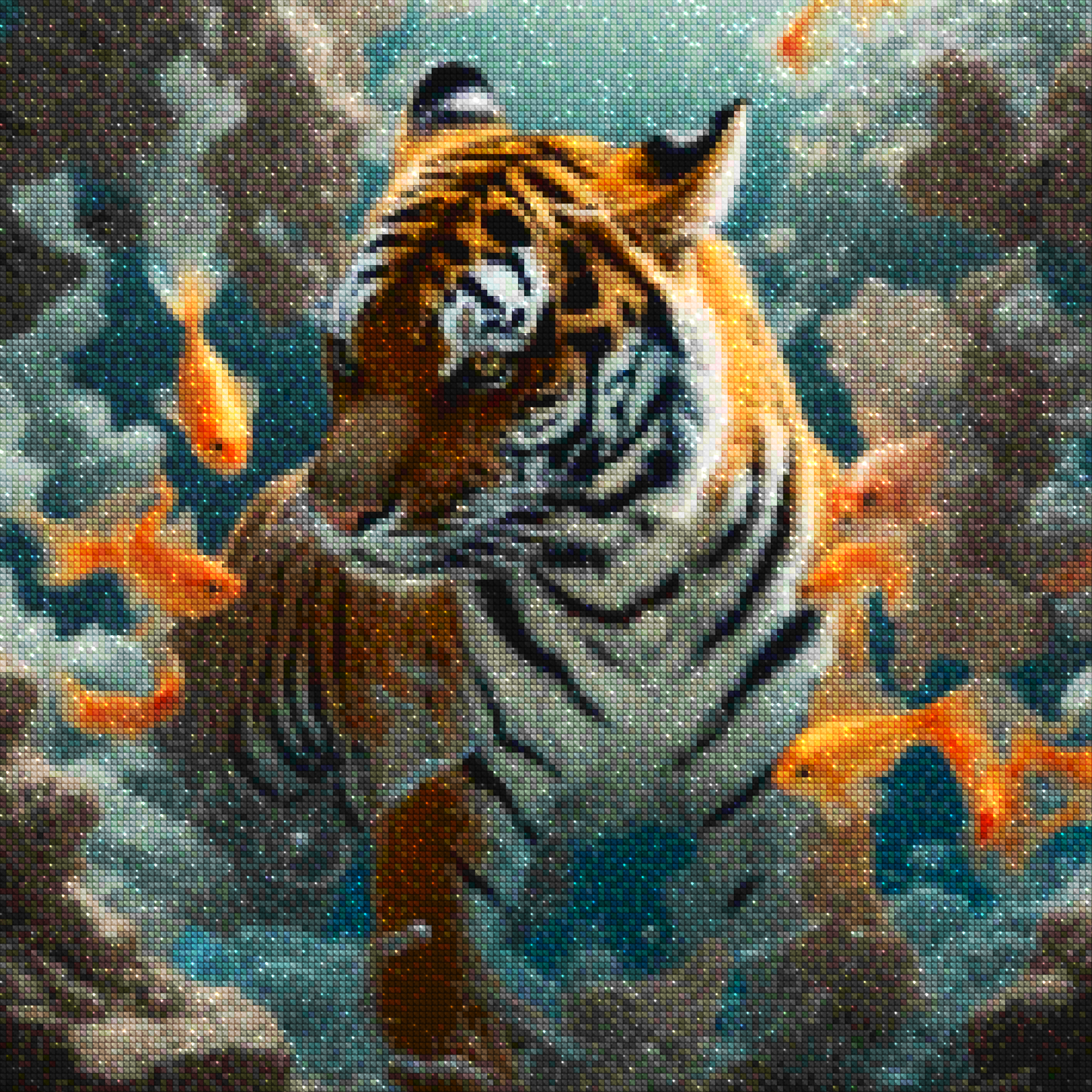 Diamantmaleri - Tiger og guldfisk - SEOS Shop ®