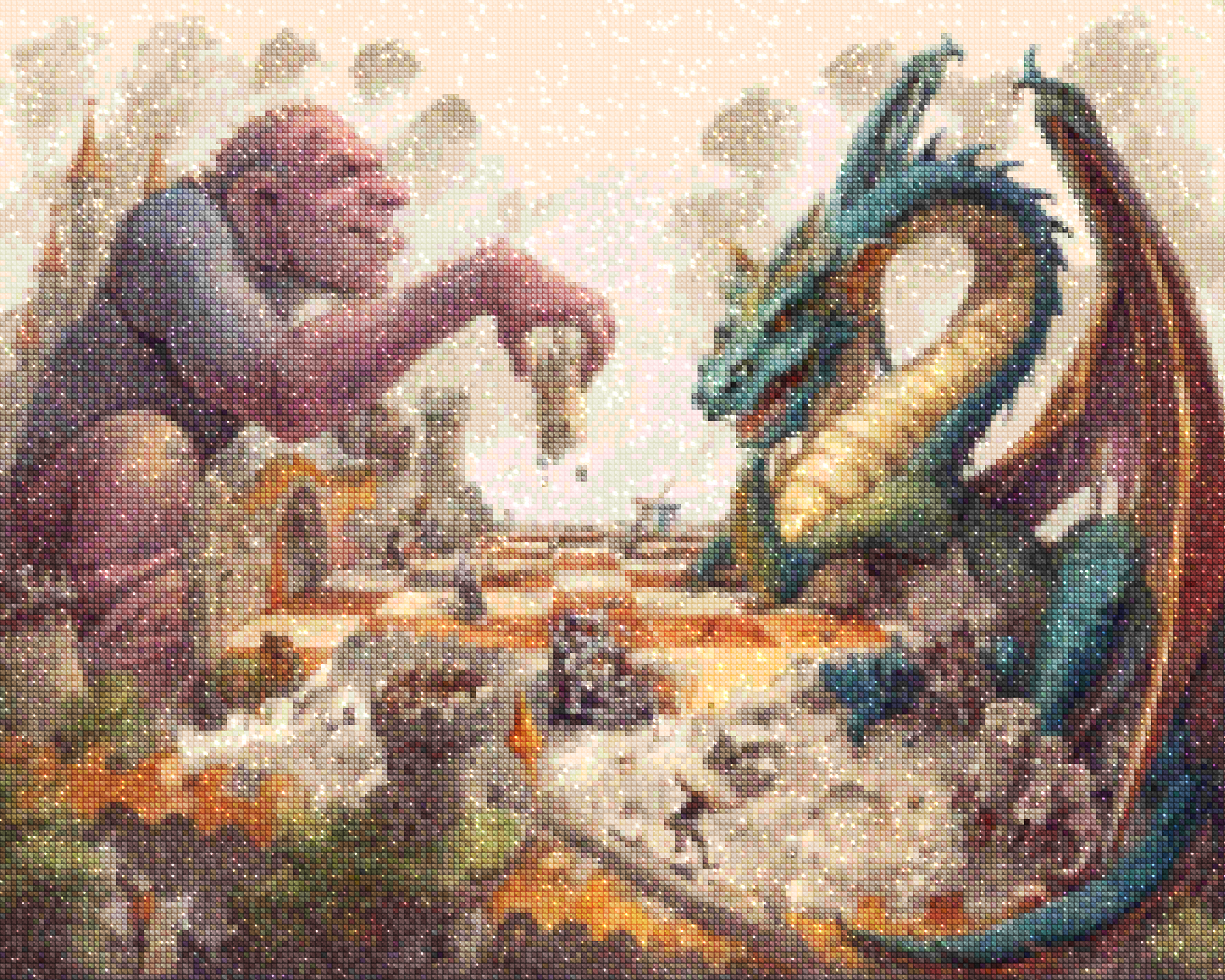 Diamantmaleri - Kæmpe og drage skak - SEOS Shop ®