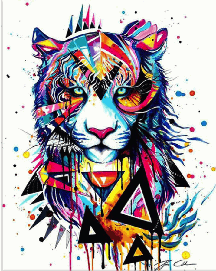Diamantmaleri Farverig Tiger - SEOS Shop ®