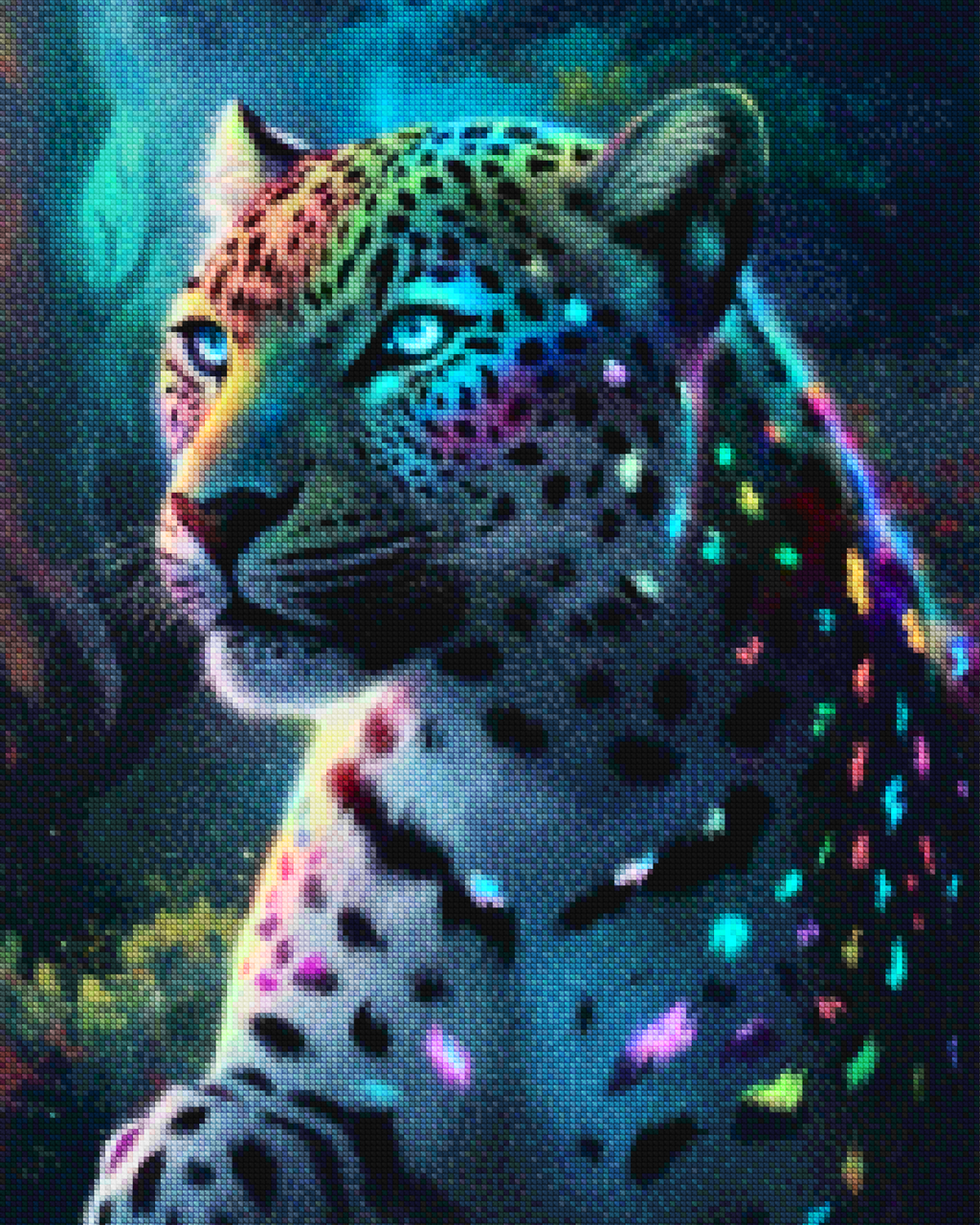 Diamantmaleri - Neon jungle leopard
