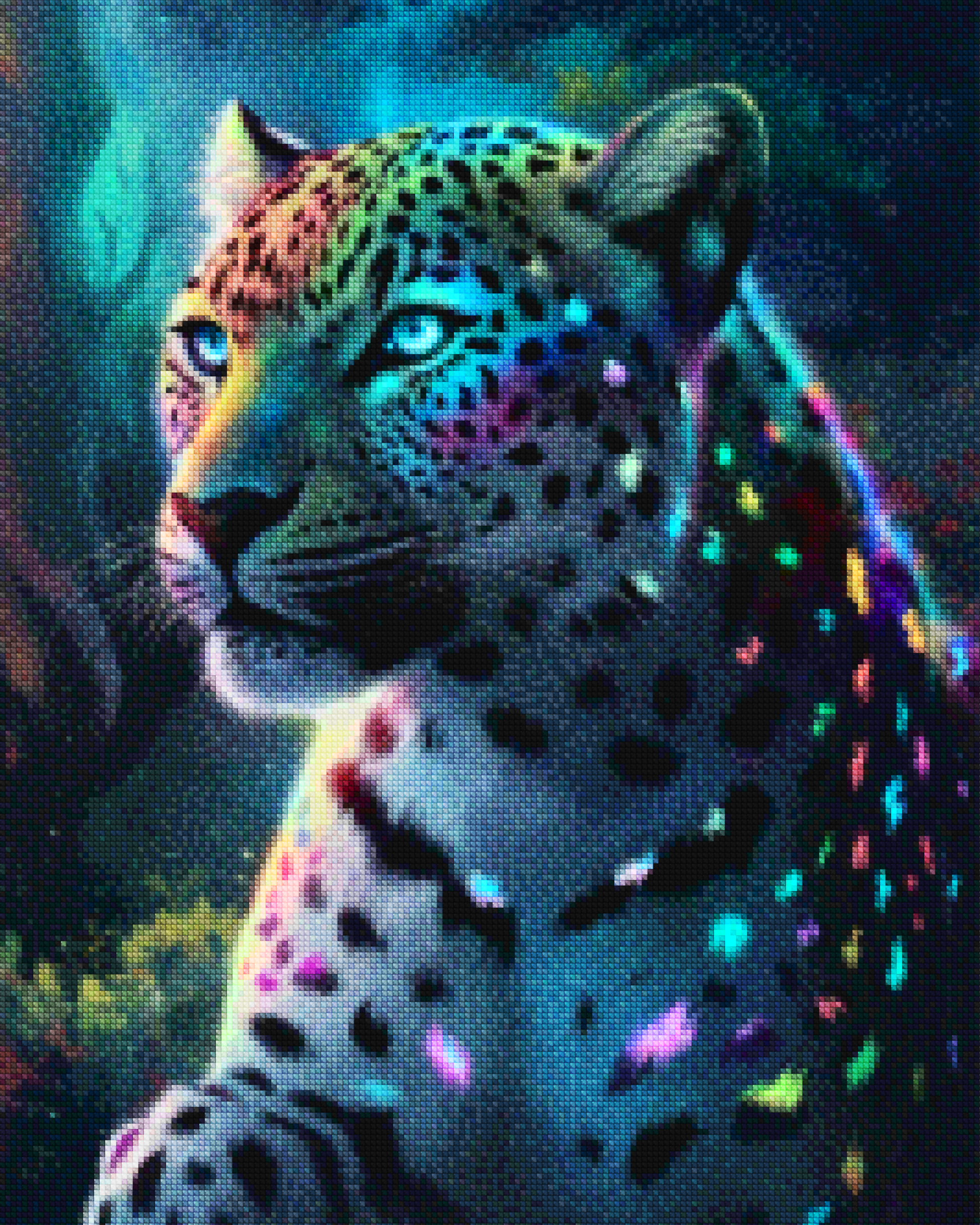 Diamantmaleri - Neon jungle leopard