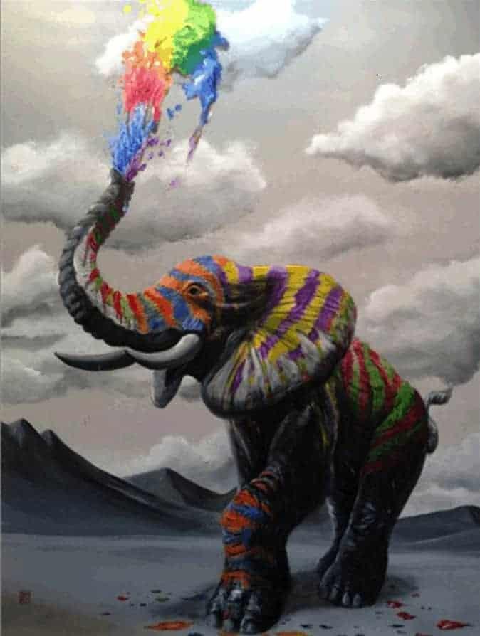 Diamantmaling Elefant med Farveeksplosion - SEOS Shop ®