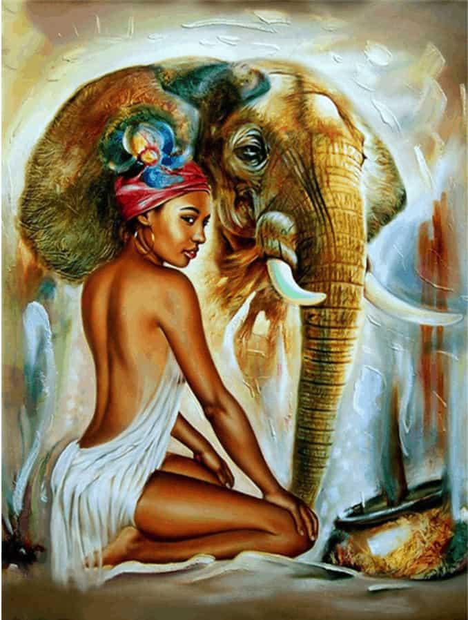 Diamantmaling Elefant med Dame - SEOS Shop ®
