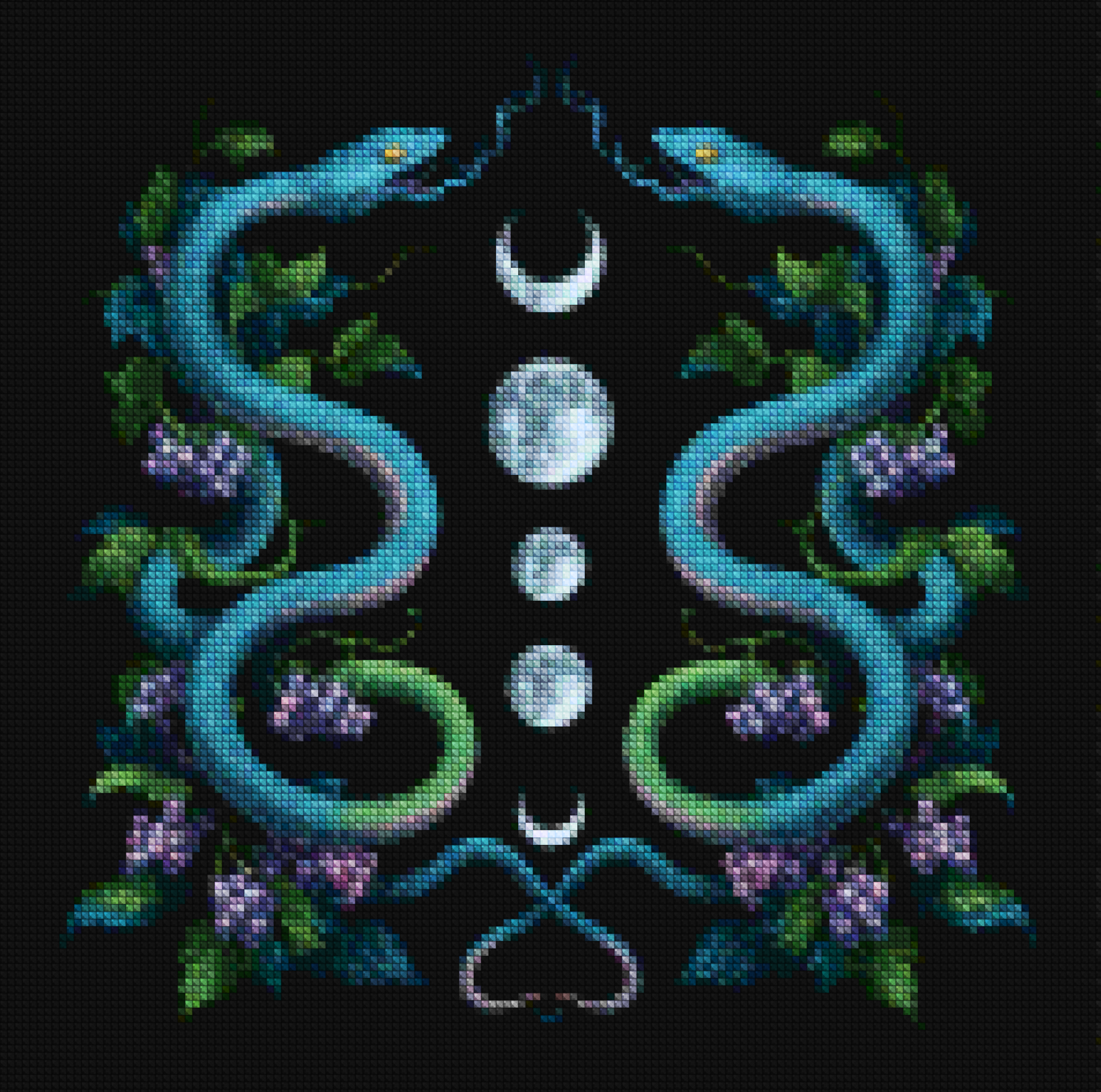 Diamantmaleri - Tvillingslange Månefaser